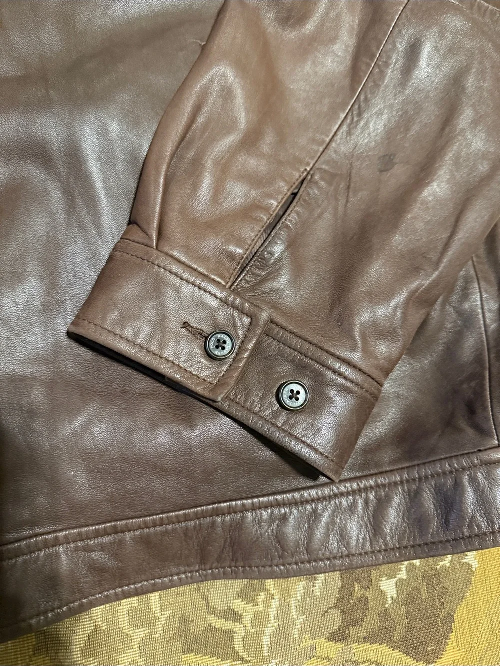 Polo by Ralph Lauren Brown Leather Zip-Front Bomber Jacket